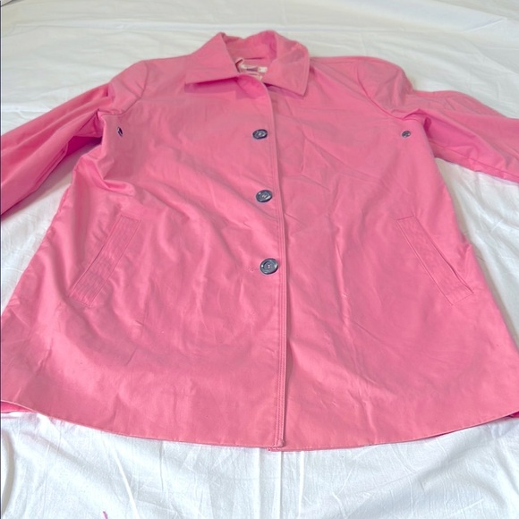 Talbots Pink Spring Button Down Jacket Size 4 100 % Cotton - Picture 1 of 8